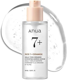 ANUA RICE CERAMIDE 7 HYDRATING BARRIER SERUM, Brightening, Hydrating Serum for Face, Rice, Hyaluronic Acid, Niacinamide, Fragrance-free, Non comodogenic, Glass Skin, Korean Skin Care, 50ml/1.69fl.oz.