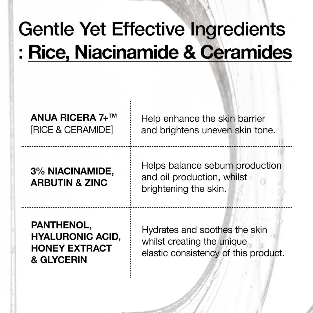 ANUA RICE CERAMIDE 7 HYDRATING BARRIER SERUM, Brightening, Hydrating Serum for Face, Rice, Hyaluronic Acid, Niacinamide, Fragrance-free, Non comodogenic, Glass Skin, Korean Skin Care, 50ml/1.69fl.oz.-3