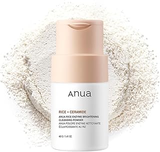 ANUA RICE ENZYME BRIGHTENING CLEANSING POWDER, Rice Mask, Ceramide, Gentle Face Wash for Brightening, Radiant Skin, Facial Cleanser for Dry Skin, Korean Skincare, Fragrance Free, 40g/1.41fl.oz.