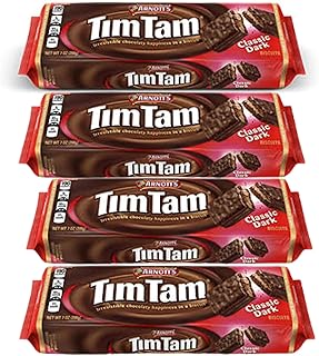 TIM TAM Classic Dark Choc (Pack Of 4 x 200g Ea) FRESH & DELICIOUS, The Most Irresistible Chocolate Biscuits. Aussie Made & Loved