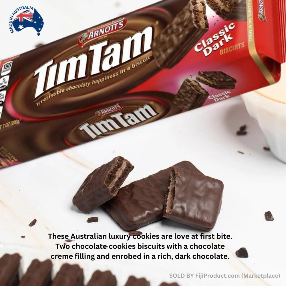 TIM TAM Classic Dark Choc (Pack Of 4 x 200g Ea) FRESH & DELICIOUS, The Most Irresistible Chocolate Biscuits. Aussie Made & Loved-1