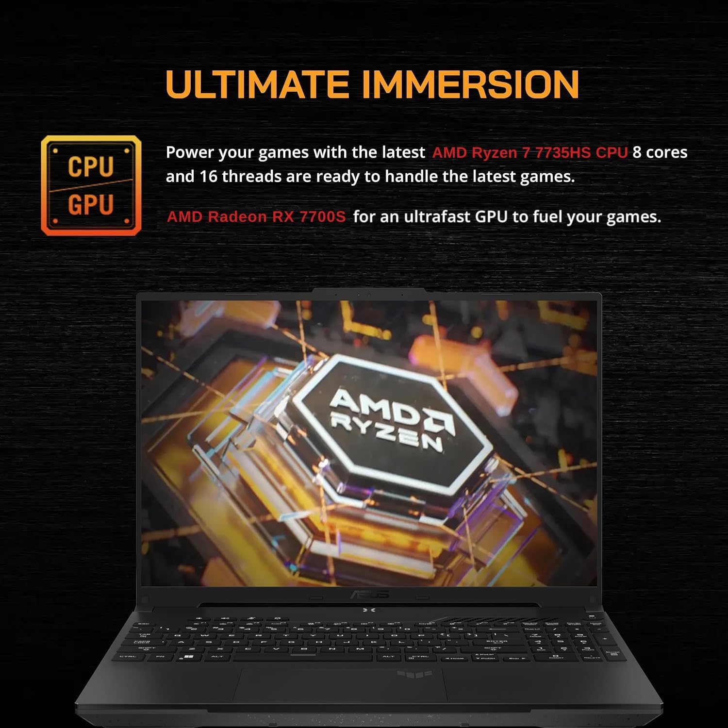 ASUS TUF 16" Ryzen 7 Ultimate Gaming Laptop, 16" FHD+ 165Hz, AMD Ryzen 7 7735HS (Beats Intel i7-13700H), AMD Radeon RX 7700S (Beats GeForce RTX 4060), 16GB DDR5 RAM, 1TB SSD, RGB Backlit KB, W11 Home-1