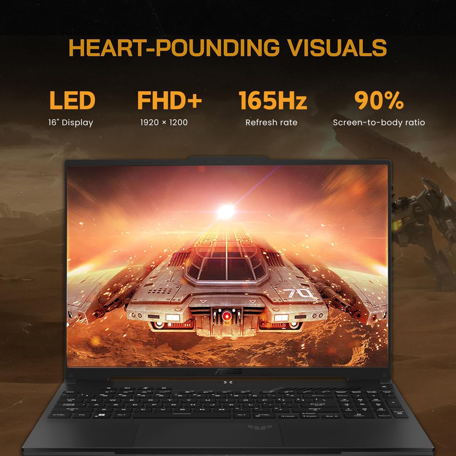 ASUS TUF 16" Ryzen 7 Ultimate Gaming Laptop, 16" FHD+ 165Hz, AMD Ryzen 7 7735HS (Beats Intel i7-13700H), AMD Radeon RX 7700S (Beats GeForce RTX 4060), 16GB DDR5 RAM, 1TB SSD, RGB Backlit KB, W11 Home-3