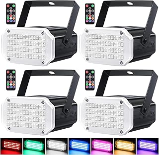 Luditek 4-Pack Halloween Mini LED Strobe Light, Sound Activated Party Lights 7 Colors Disco Light, Strobe Lamp Flashing Stage Light for Home Room Dance Parties Karaoke Xmas Wedding Outside