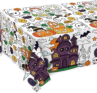 OHOME Halloween Paper Coloring Tablecloth - Halloween Party Decorations | Halloween Backdrop for Indoor | Halloween Games Gifts Decor Party Favors Supplies | Halloween Crafts for Kids,54" x 88"