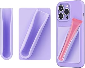 NBOOCUP 2 Pack Silicone Lip Balm Holder, Chapstick Holder for Cell Phone & Car Accessories, Stick On Rhode Phone Case Compatible with iPhone and Android Phone, Lip Gloss Phone Case, (Purple)