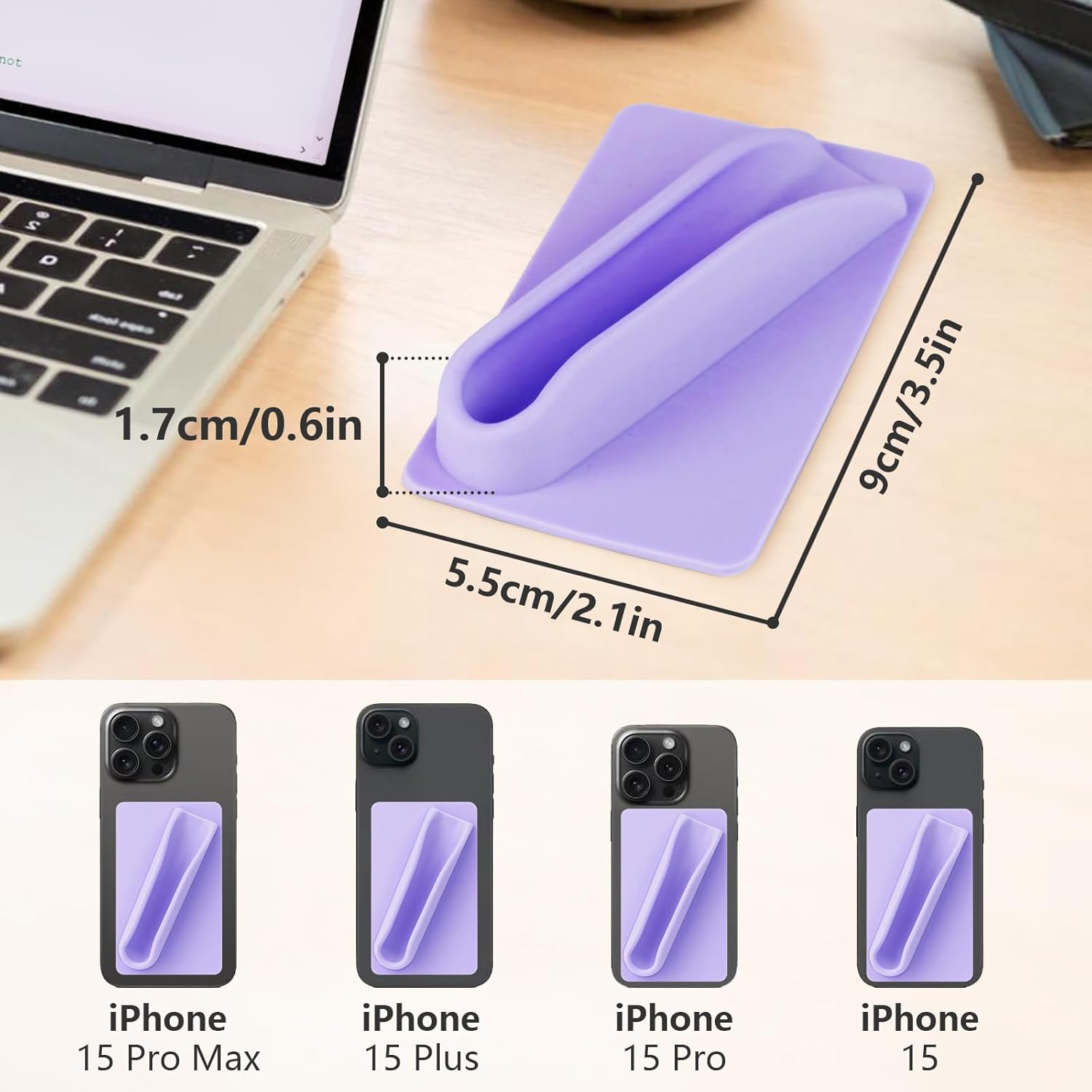 NBOOCUP 2 Pack Silicone Lip Balm Holder, Chapstick Holder for Cell Phone & Car Accessories, Stick On Rhode Phone Case Compatible with iPhone and Android Phone, Lip Gloss Phone Case, (Purple)-6