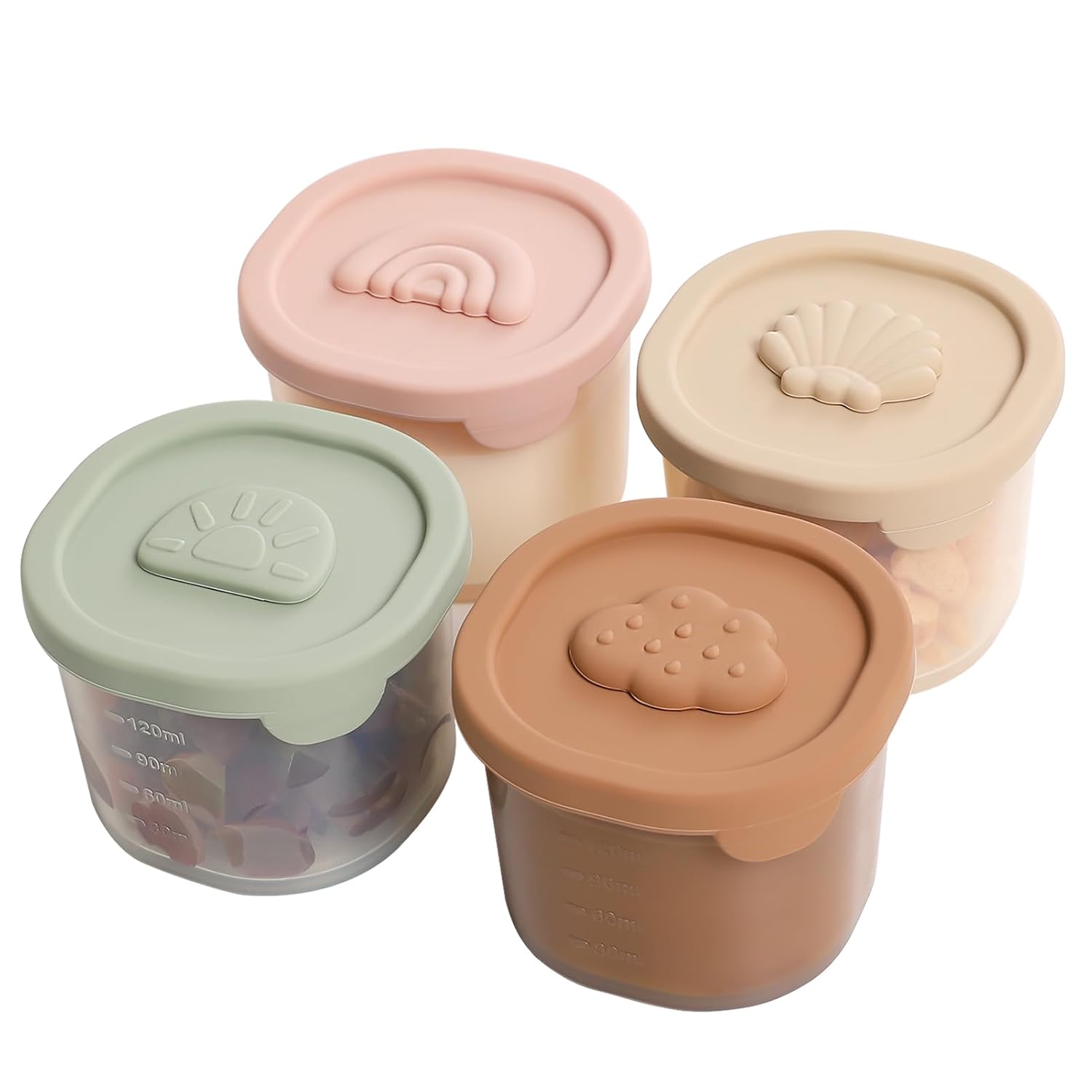 Baby Food Containers Silicone Baby Food Storage Containers for Infants and Toddlers Baby Food Jars Silicone Baby Food Container Freezer Safe Reusable Baby Food Containers with Lids 4PK-0