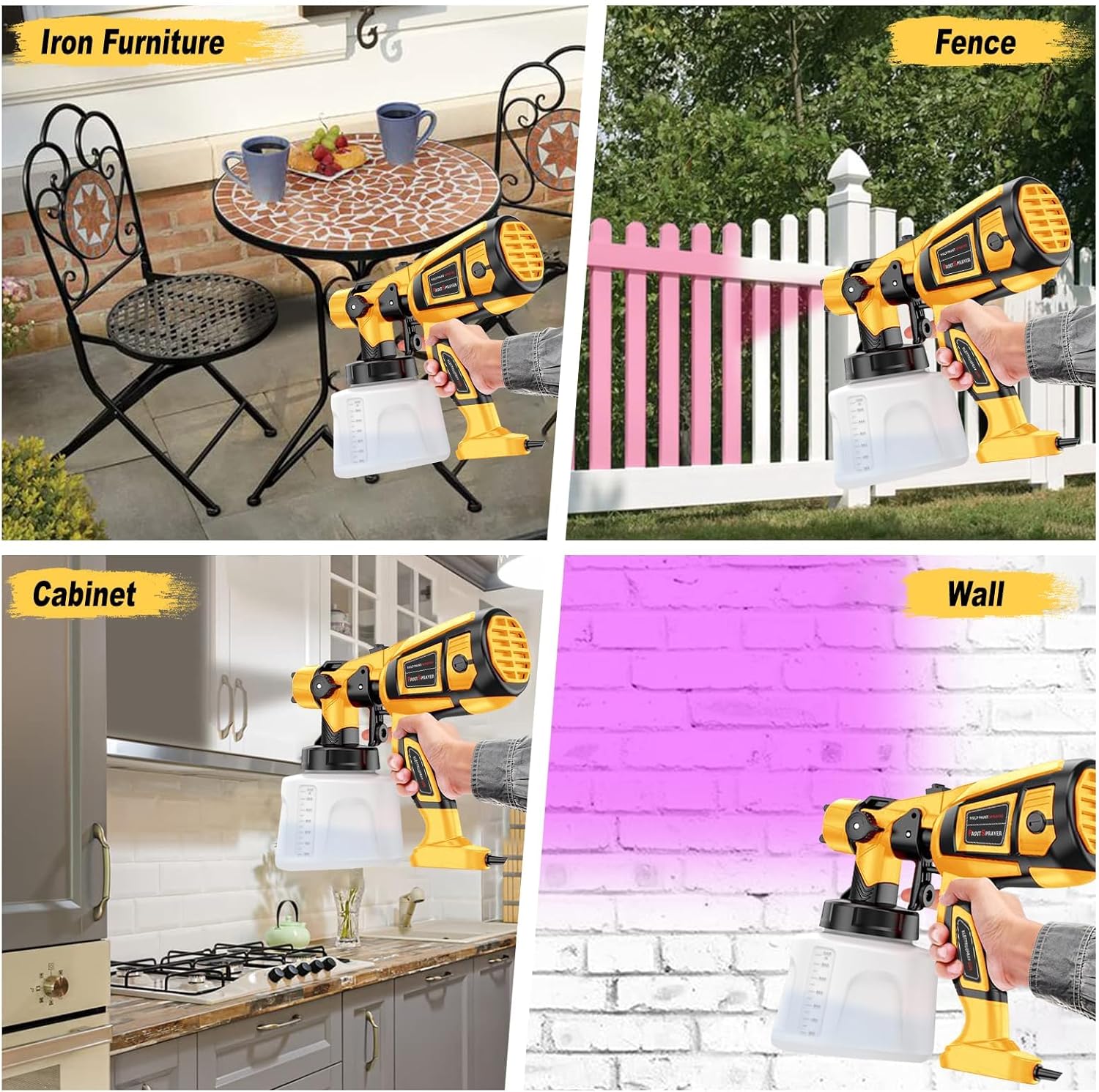 Paint Sprayer-1000W-High-Power-Electric-Spray-Paint-Gun 1400ml High Capacity Container Easy to Clean for Furniture House Garden Chairs Painting-4