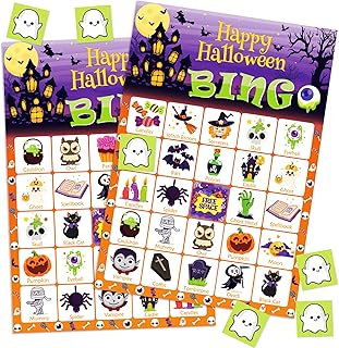 OHOME Halloween Games - Halloween Bingo for Kids | Halloween Party Favors - 24 Players Halloween Toys Gifts Party Supplies | Halloween Crafts Accessories Treats Activities for Family