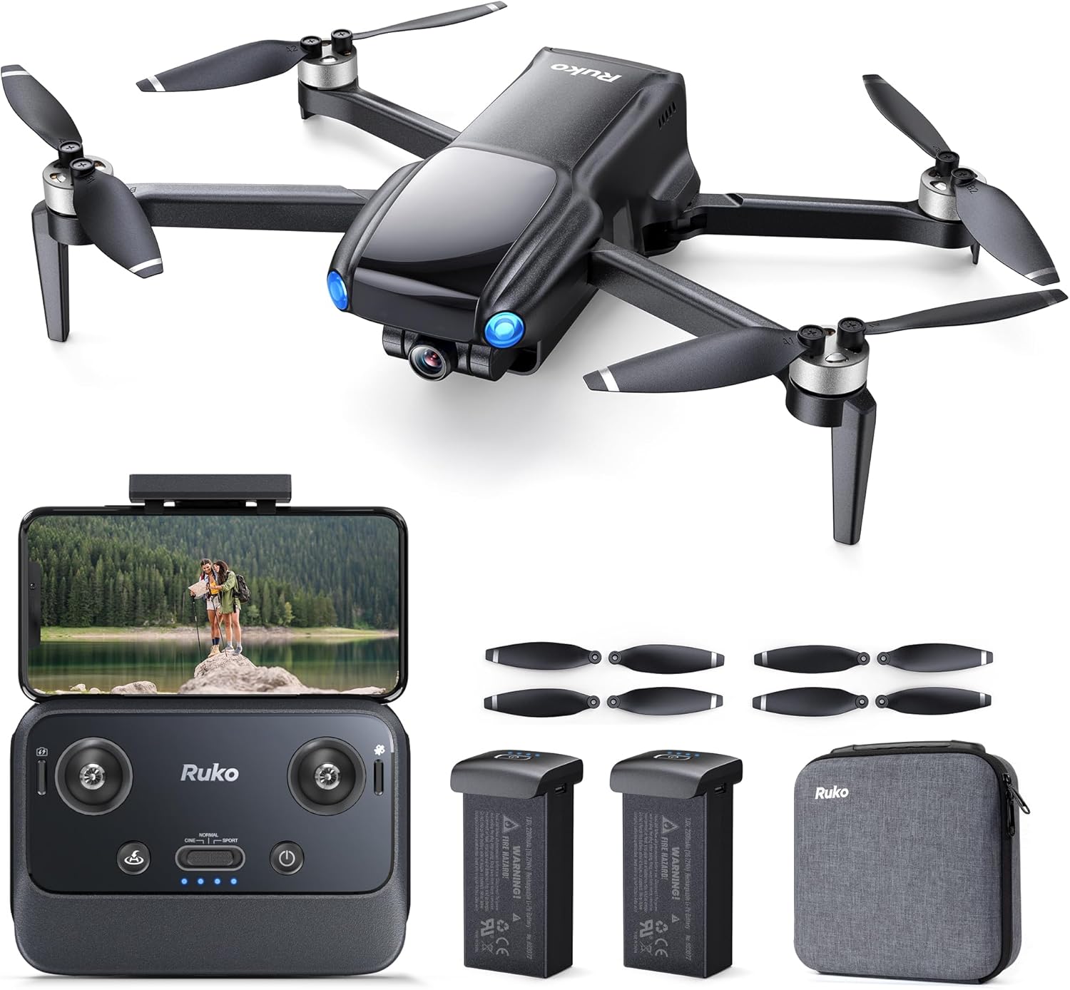 Ruko U11MINI Drones with Camera for Adults 4K, 70Mins 2 Batteries, Under 250g, Camera Drone with GPS TOF 9800FT Long Range Auto return for beginner-0