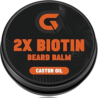 2X Biotin Beard Balm - Vegan Leave In Conditioner & Butter - Pure Natural Mustache Softener Wax with Castor Oil, Facial Hair Thickener, Moisturizer, Strengthener & Growth Cream for Men, 2 Oz.