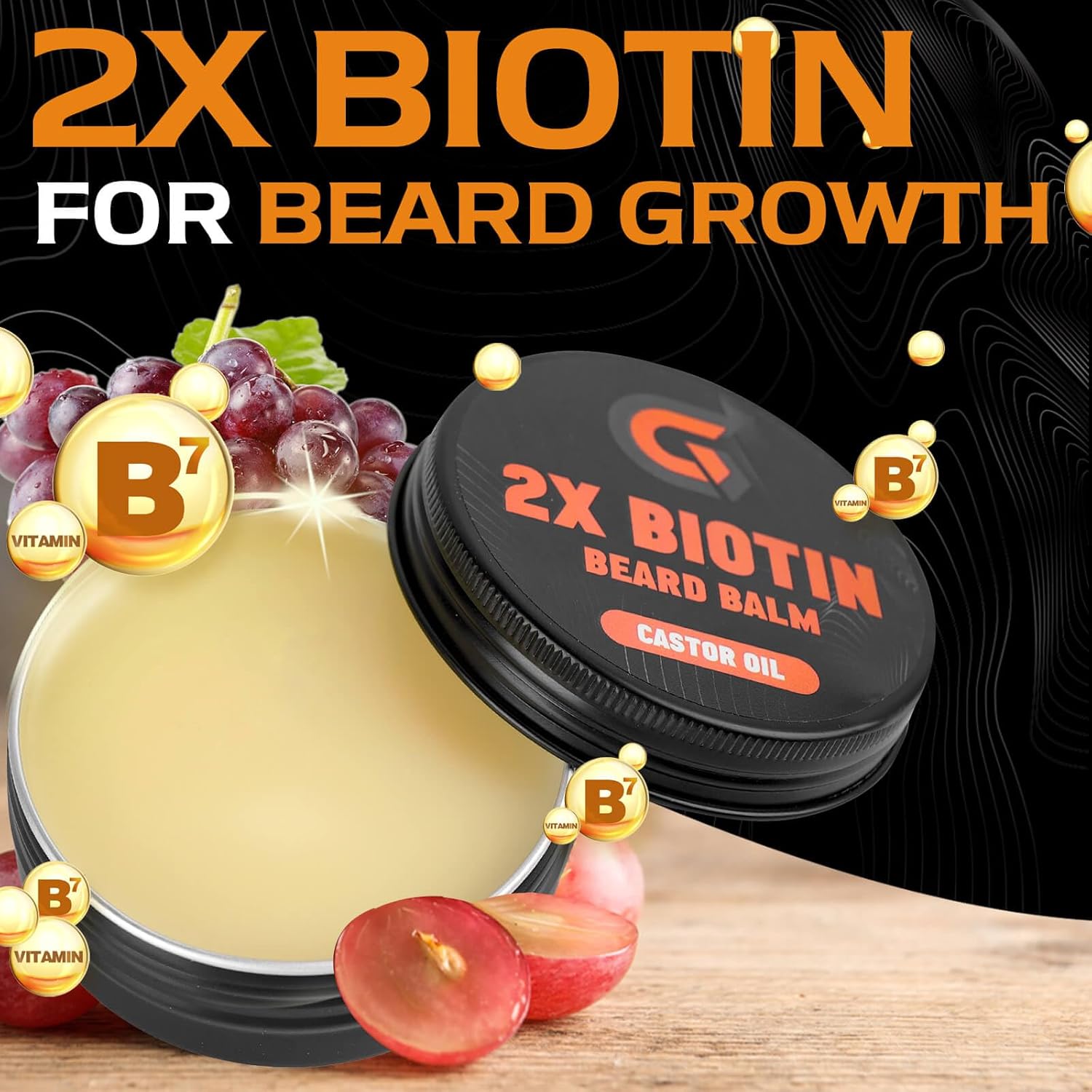 2X Biotin Beard Balm - Vegan Leave In Conditioner & Butter - Pure Natural Mustache Softener Wax with Castor Oil, Facial Hair Thickener, Moisturizer, Strengthener & Growth Cream for Men, 2 Oz.-3