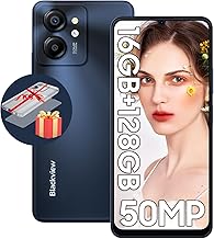 Blackview Color 8 Unlocked Cell Phones, 16GB+128GB+SD 2TB, 50MP Camera Smartphone, Mobile Phones 6000mAh Battery+18W, 6.75" HD+ 90Hz Cellphone, 4G Dual SIM/3 Card Slots,Fingerprint,3.5mm Earphone Jack