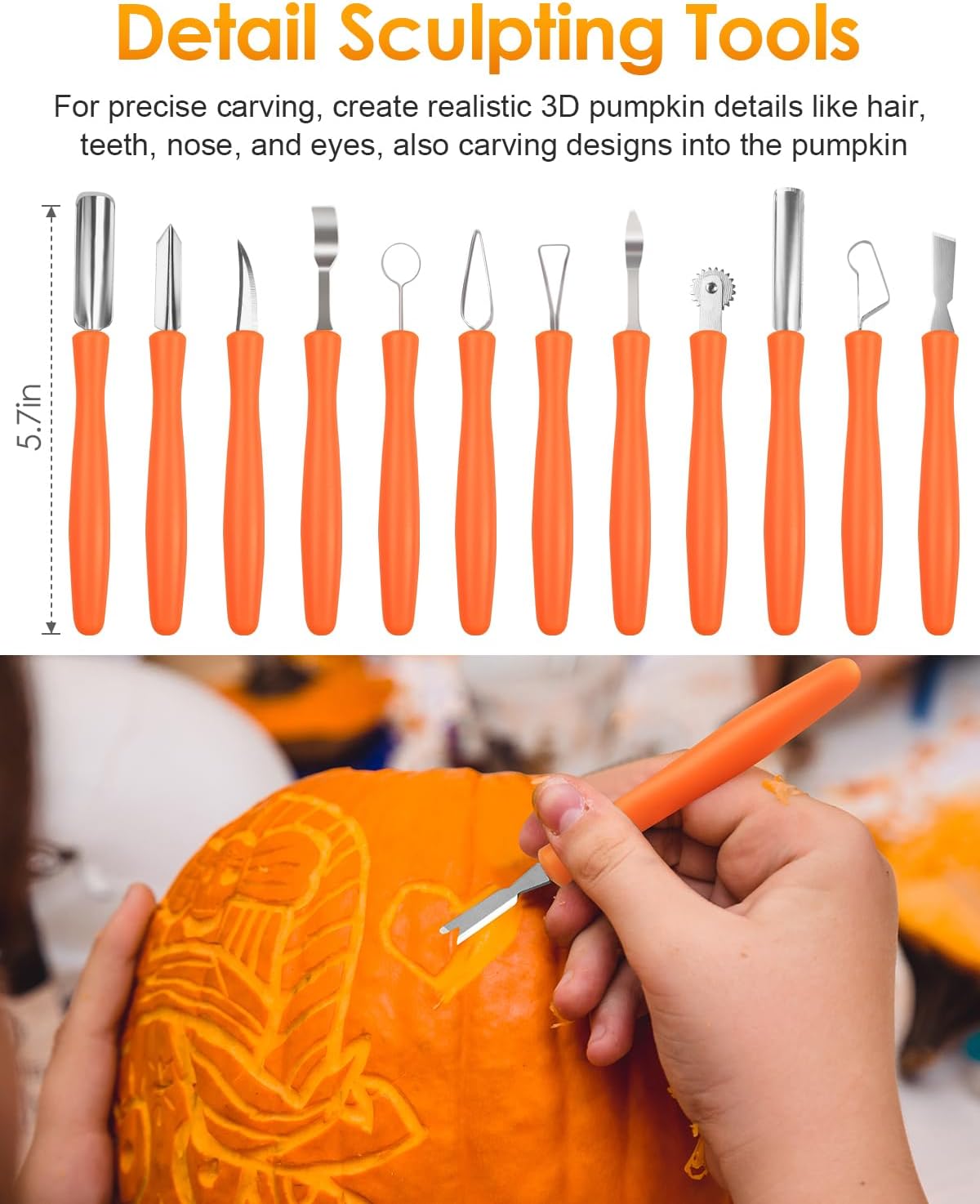 Luditek Pumpkin Carving Kit, 17 PCS Professional Stainless Steel Pumpkin Carving Tools with 3 Electronic Candles Lights and 10 Stencils, Jack-O-Lanterns Cutting Halloween Gifts for Adults-2