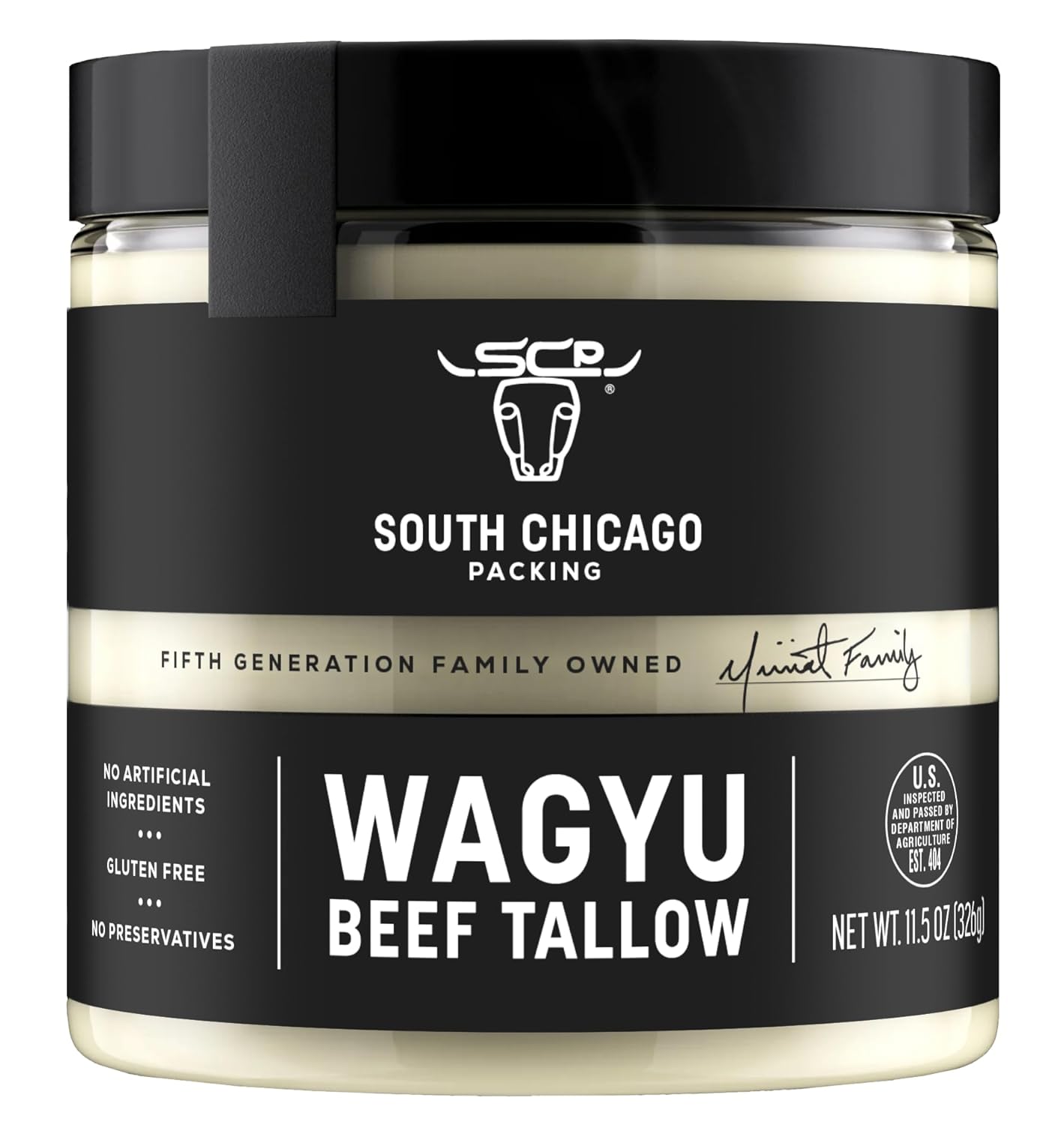 South Chicago Packing Wagyu Beef Tallow, 11.5 Oz Glass Jar, Perfect for Searing, Sauteing, Cooking, Pan Frying, Keto Friendly, Paleo Friendly, Pantry Staple-0