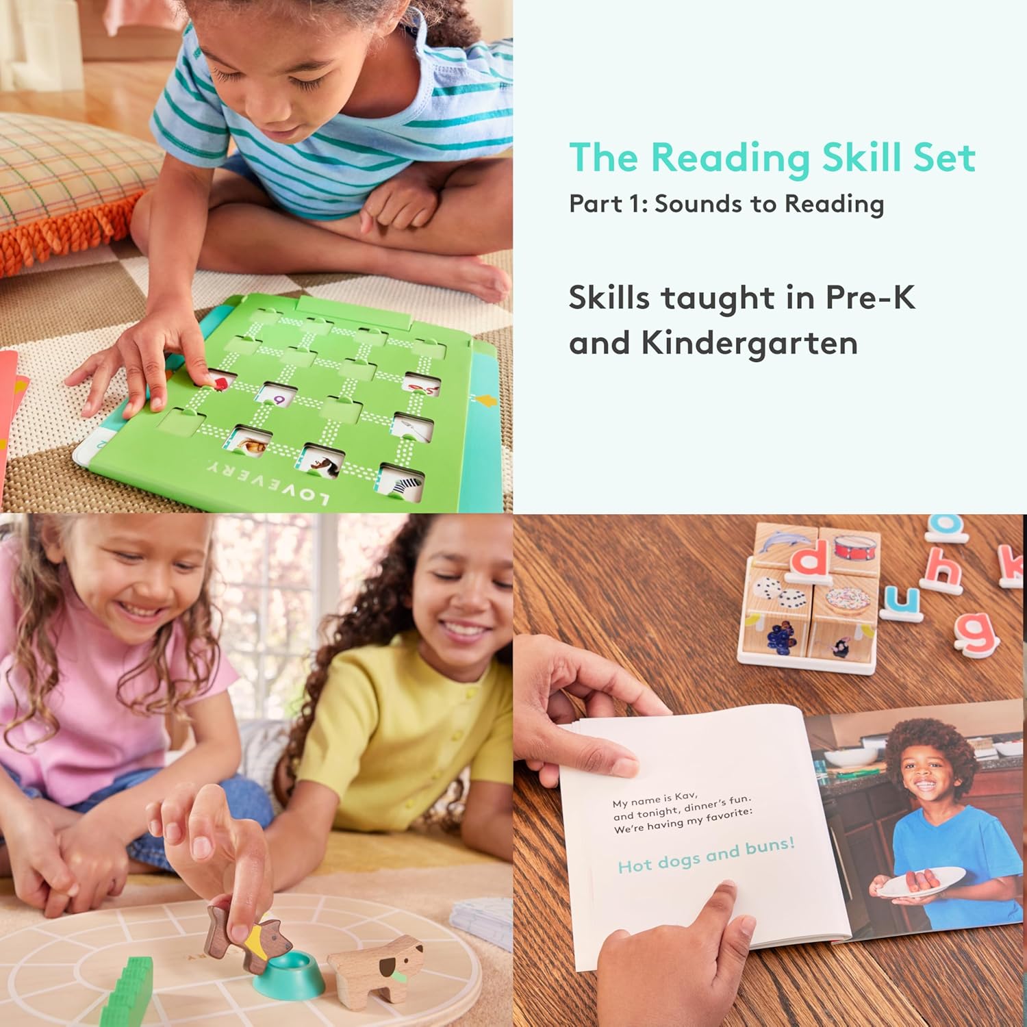 Lovevery | The Reading Skill Set Part 1 | Sounds to Reading | A Phonics-Based Program for Learning to Read, Learn Letter Sounds Through Fun Games, Reading Skills: Ages Pre-K & Kindergarten-1