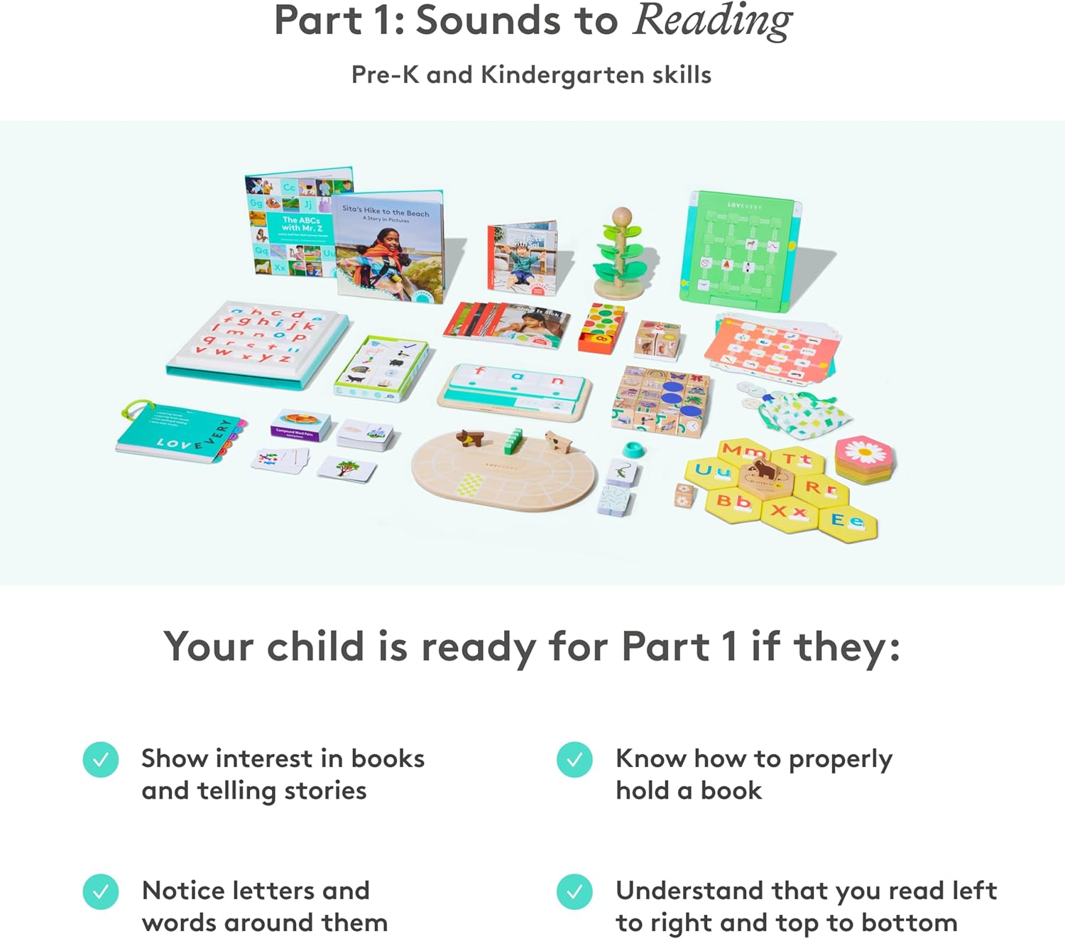 Lovevery | The Reading Skill Set Part 1 | Sounds to Reading | A Phonics-Based Program for Learning to Read, Learn Letter Sounds Through Fun Games, Reading Skills: Ages Pre-K & Kindergarten-2