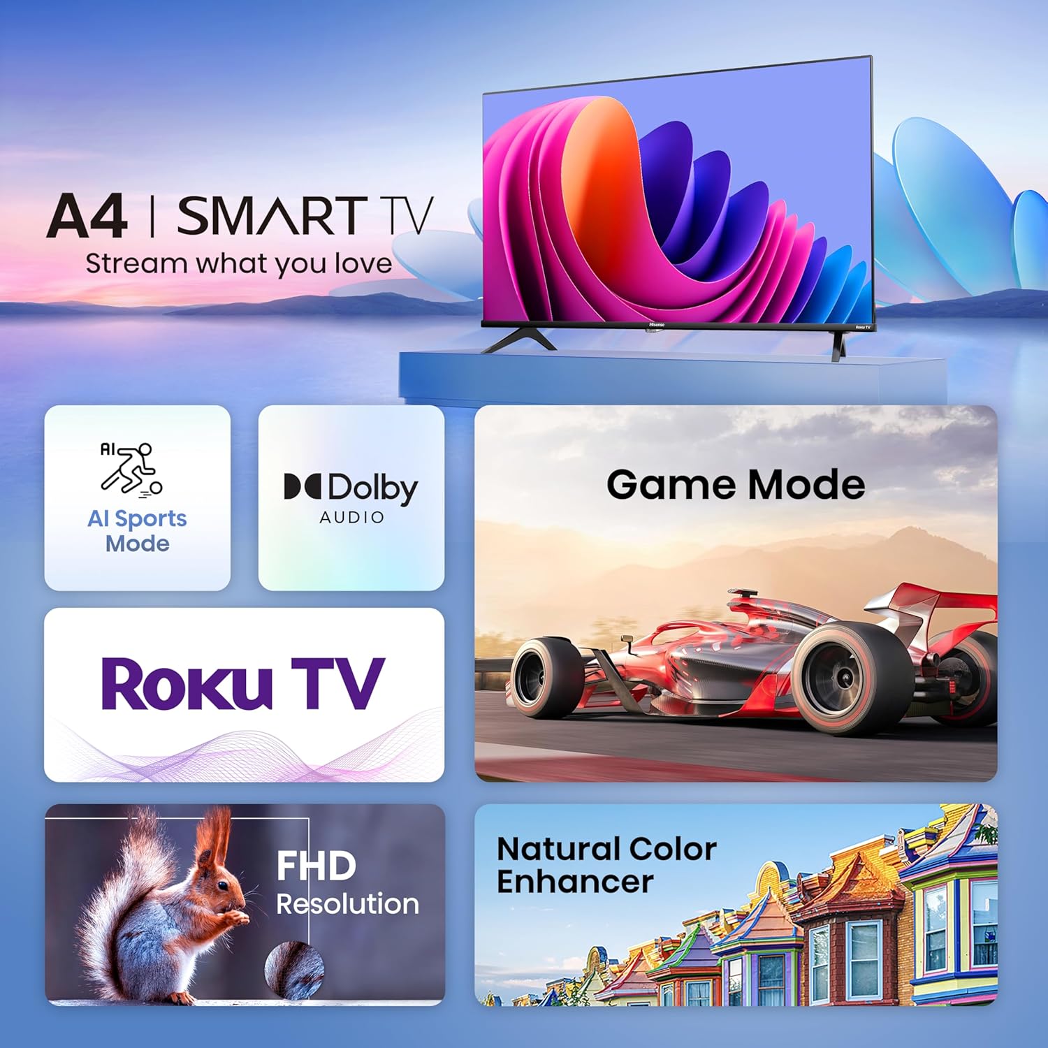 Hisense 40-Inch Class A4 Series FHD 1080p Smart Roku TV with Alexa Compatibility (40A4NR, 2024 Model) - Dolby Audio, Slim Bezel Design, Google Assistant-2