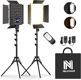 2-Pack Photography Lighting Kit, NiceVeedi 36W Bi-Color Studio Lights 2700-6500K CRI 95+, Dimmable LED Video Light Kit with Remote Control & 72” Tripod Stand, Lighting for Video Recording/Photography