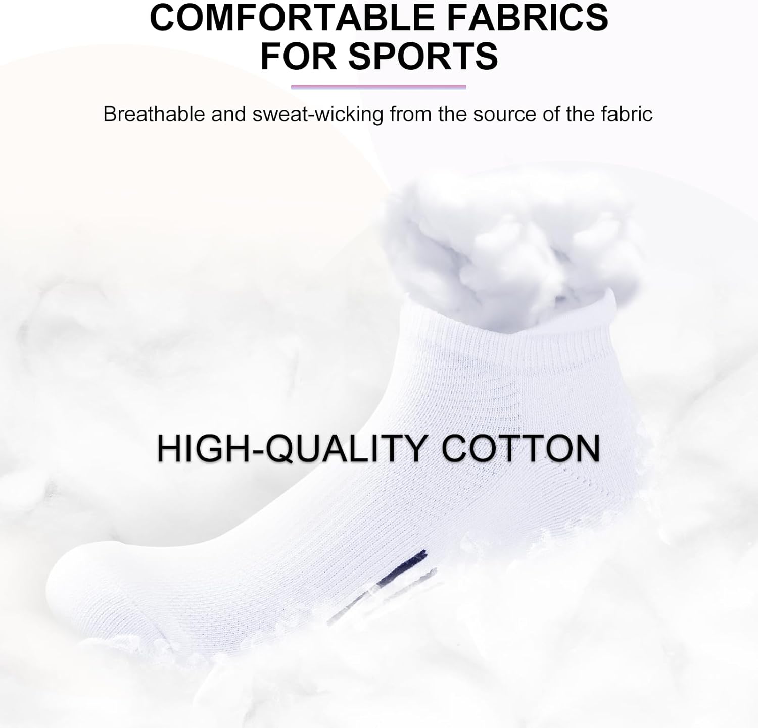 Womens Socks Ankle Socks Cotton Sports Socks 6 Pairs Breathable Anti-Blister Cushioned Running Socks 6-8/8-10-3