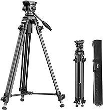 SmallRig AD-50Lite Video Tripod, Heavy Duty Tripod with 360°Fluid Head, 62" Aluminum Alloy Travel Tripod with QR Plate, Lift Rope, Load up to 11lb for DSLR, Camcorder, Camera - 4684