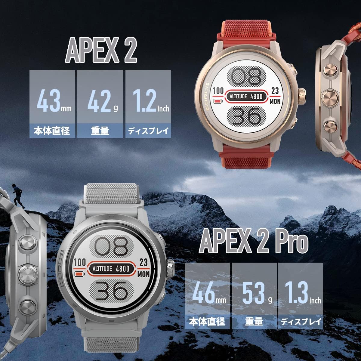 COROS APEX 2 Pro Outdoor GPS Watch, 1.3" Sapphire Titanium, 24-Day Battery Life, Dual-Freq GPS, On-Wrist Navigation, Offline Maps, Heart Rate Monitor, Track Sleep, Running, Biking, Climbing-Pink-1