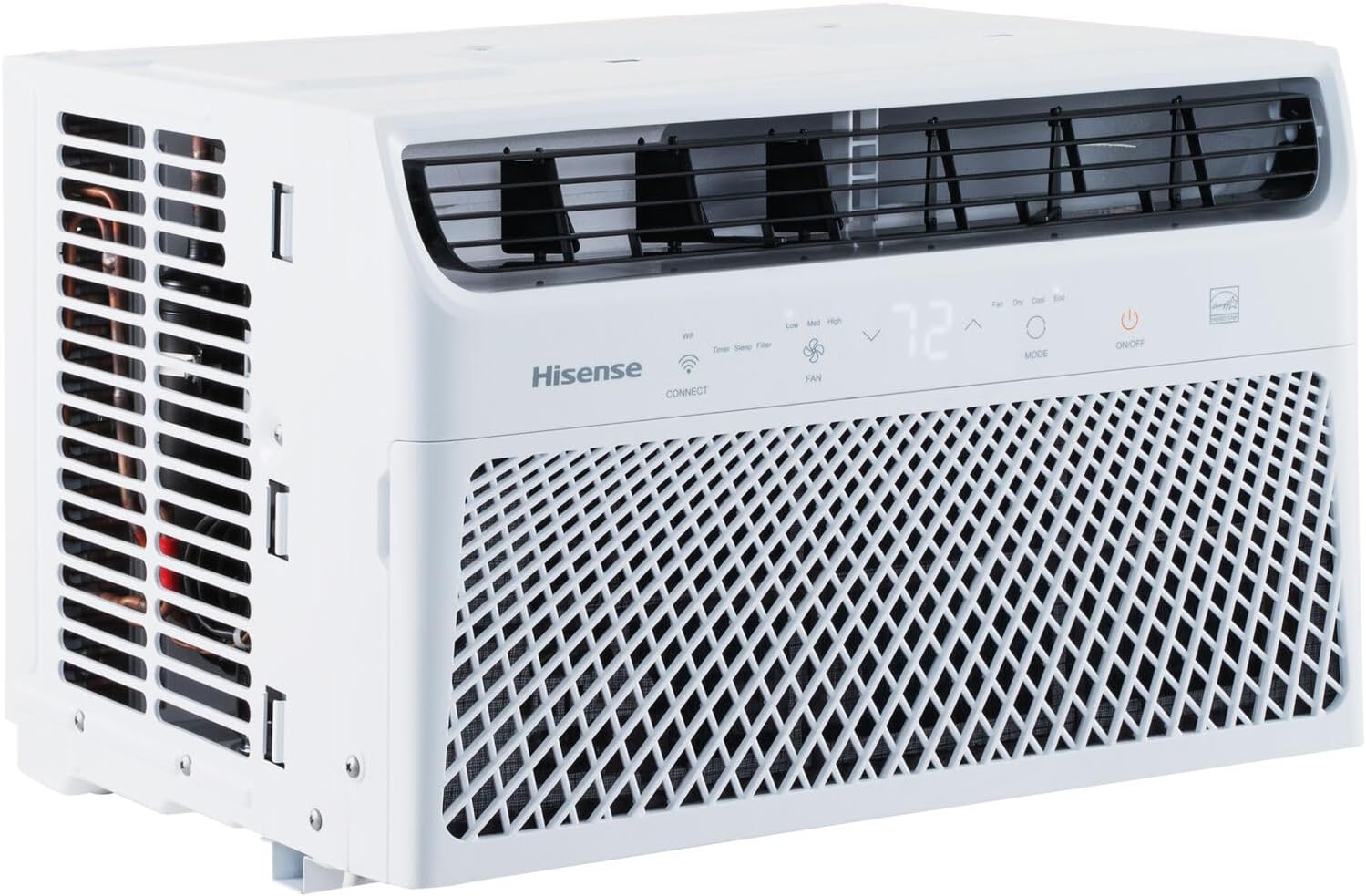 Hisense AHW0823CW1W 8,000 Smart Air Conditioner with Wi-fi Control, Dehumidifier, and Remote, 115V, Window AC Unit for Apartment, Bedroom, Medium Rooms up to 350 Square Feet in White, 8000 BTU-0