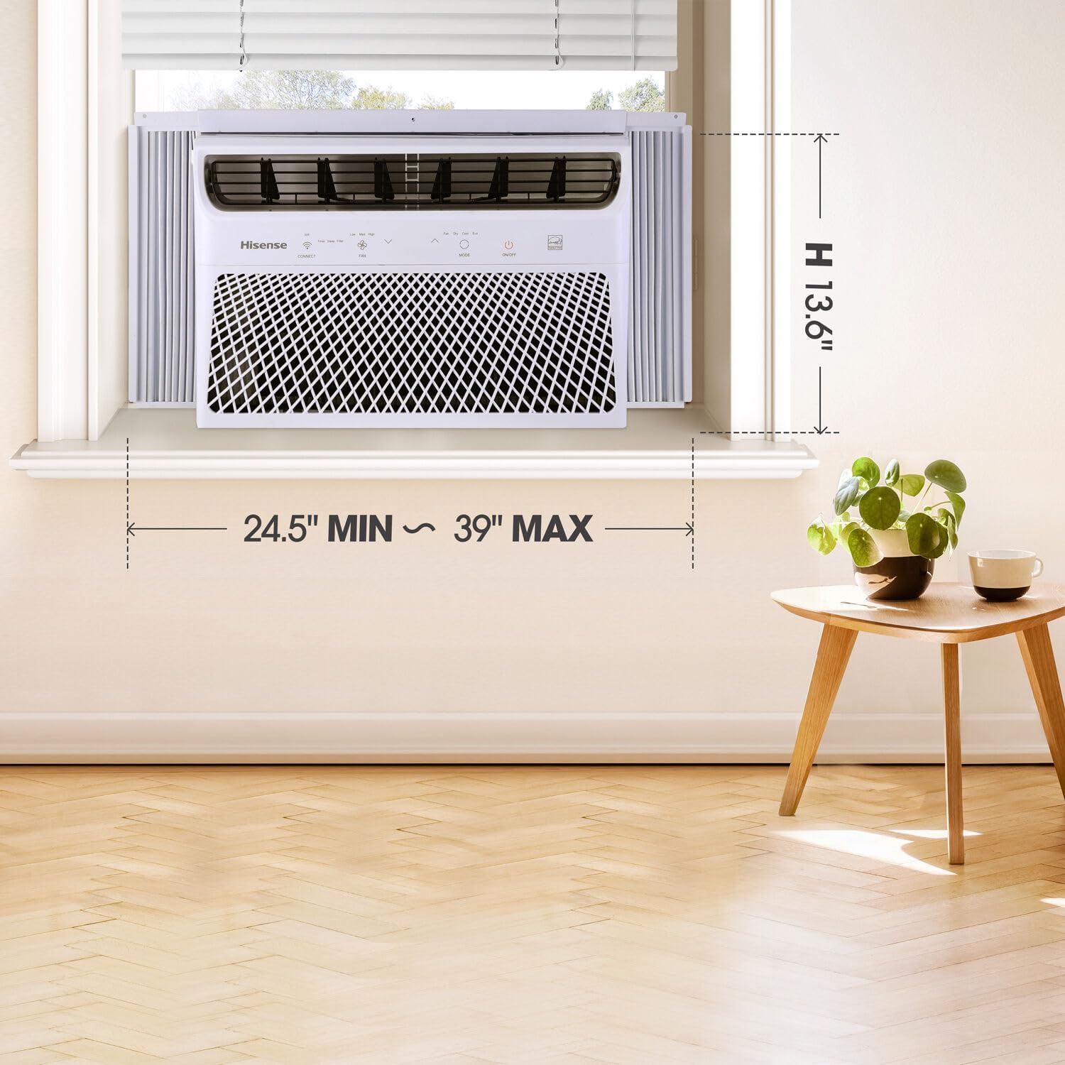 Hisense AHW0823CW1W 8,000 Smart Air Conditioner with Wi-fi Control, Dehumidifier, and Remote, 115V, Window AC Unit for Apartment, Bedroom, Medium Rooms up to 350 Square Feet in White, 8000 BTU-8