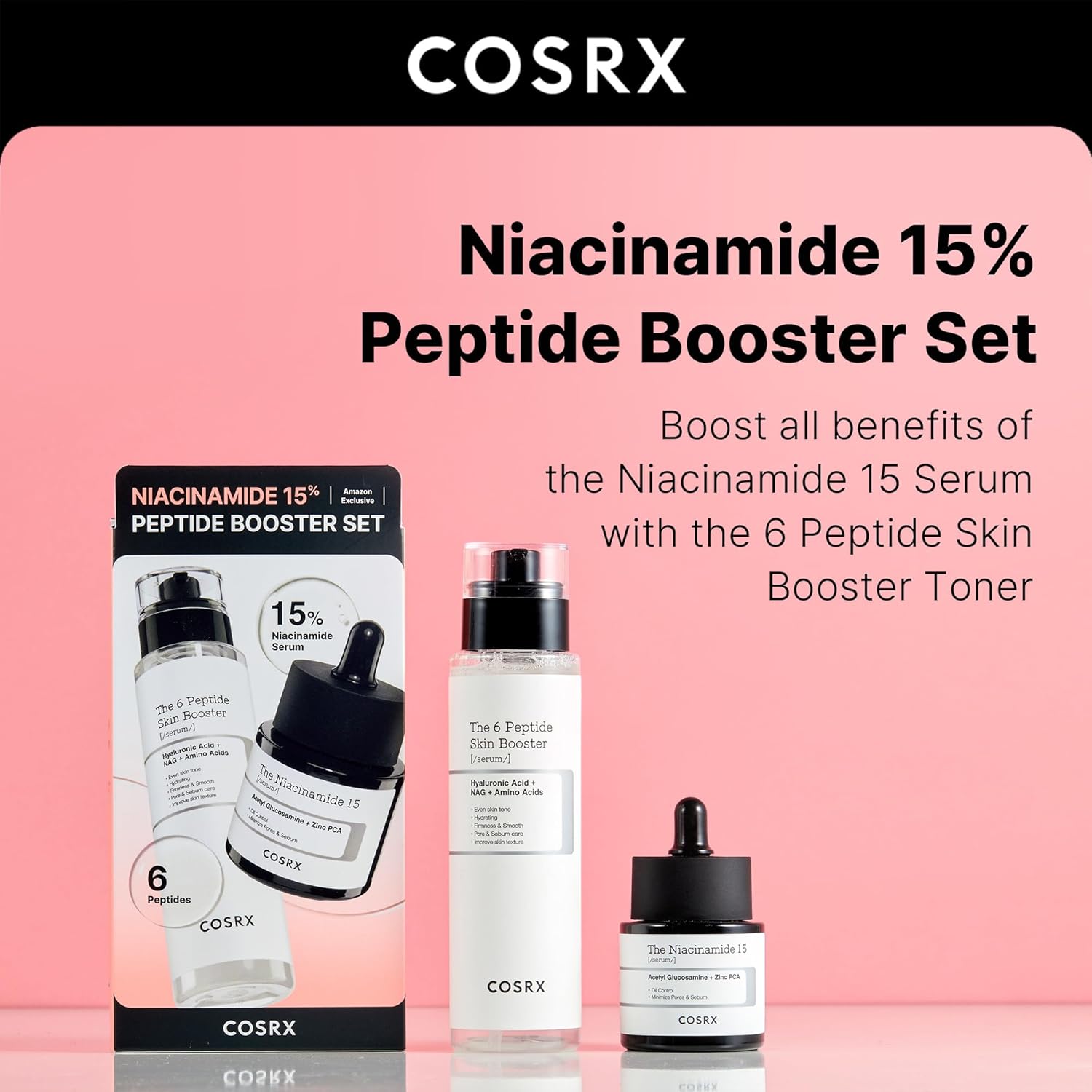 COSRX Niacinamide 15% Peptide Booster Set, Amazon Exclusive, Niacinamide Serum & 6 Peptide Booster Toner, Daily Skincare Duo, Korean Skin Care-2