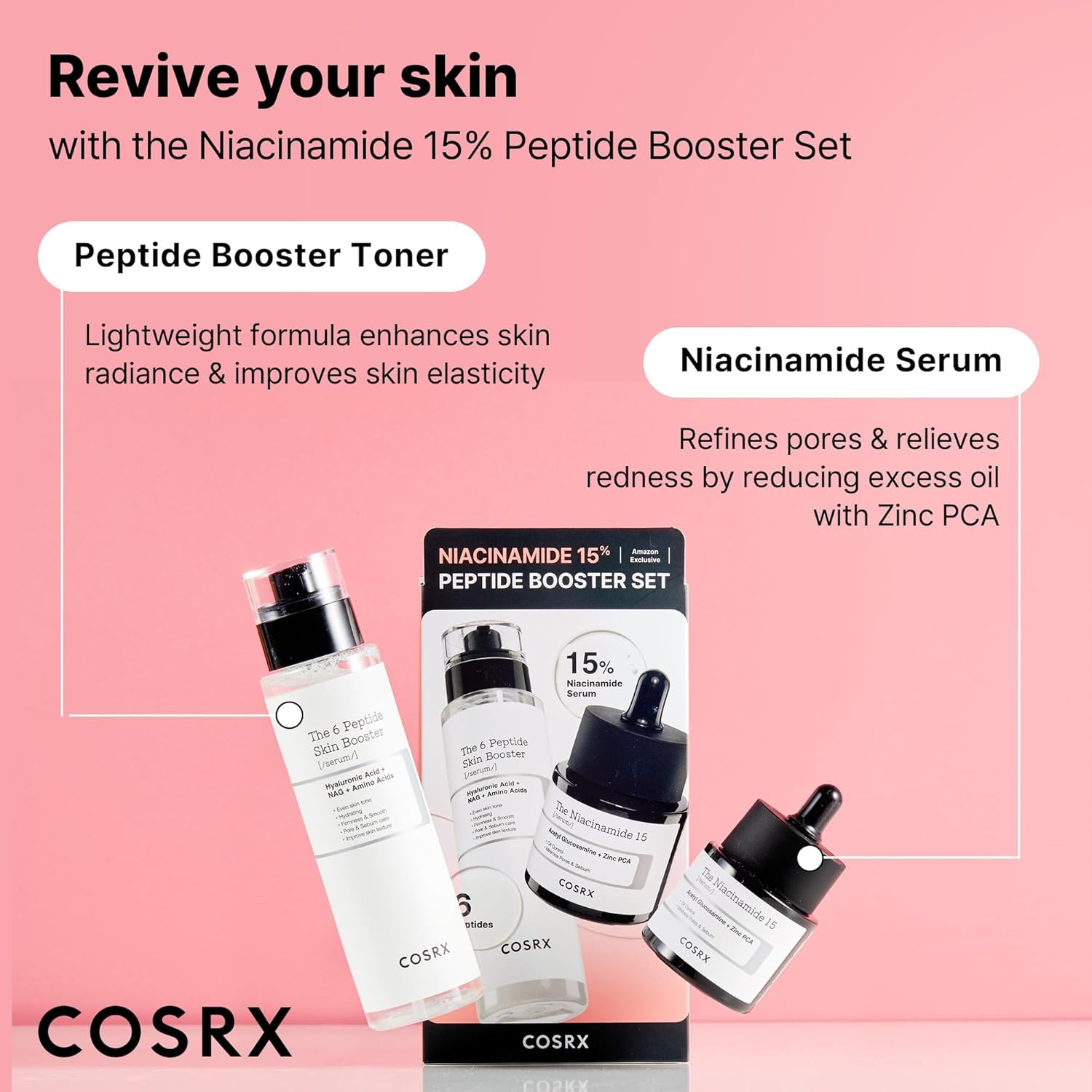 COSRX Niacinamide 15% Peptide Booster Set, Amazon Exclusive, Niacinamide Serum & 6 Peptide Booster Toner, Daily Skincare Duo, Korean Skin Care-4