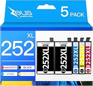 Replacement for Epson 252 T252 XL to use with Workforce WF-7720 WF-3640 WF-7710 WF-3620 WF-7210 WF-7610 WF-7620 (2 Black 1 Cyan 1 Magenta 1 Yellow)