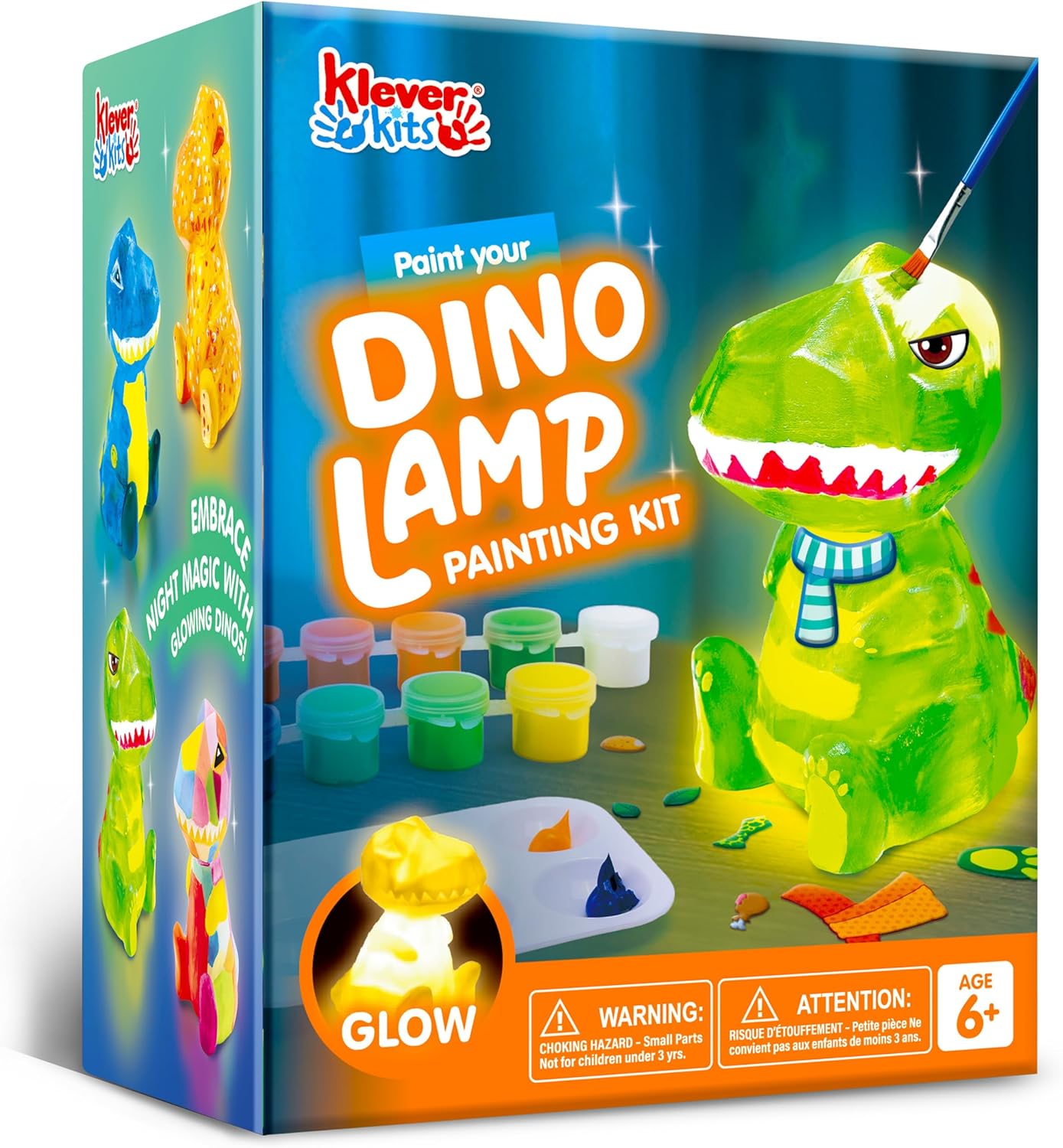 Klever Kits DIY Night Light- Paint Your Own Dinosaur Lamp- Arts & Crafts Kit School Activities Art Supplies Painting Kits, Birthday Gifts for Girls Boys Aged 6+-0