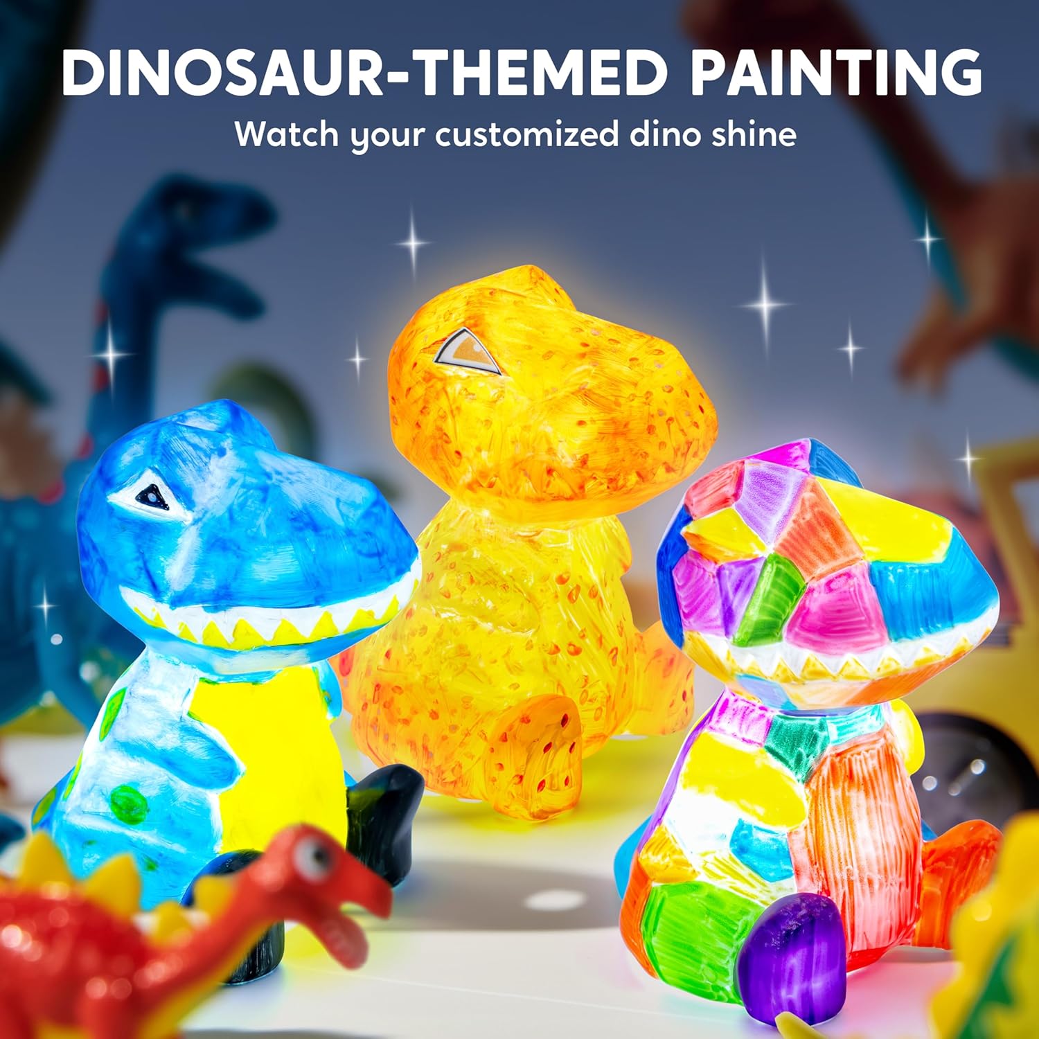 Klever Kits DIY Night Light- Paint Your Own Dinosaur Lamp- Arts & Crafts Kit School Activities Art Supplies Painting Kits, Birthday Gifts for Girls Boys Aged 6+-3