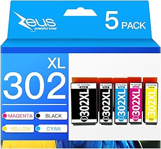 Replacement for Epson 302XL Printer Ink Cartridges, 302XL 302 XL T302XL T302 to use with Expression Premium XP-6000 XP6000 XP-6100 Printer (PBK/BK/C/M/Y, 5 Pack)