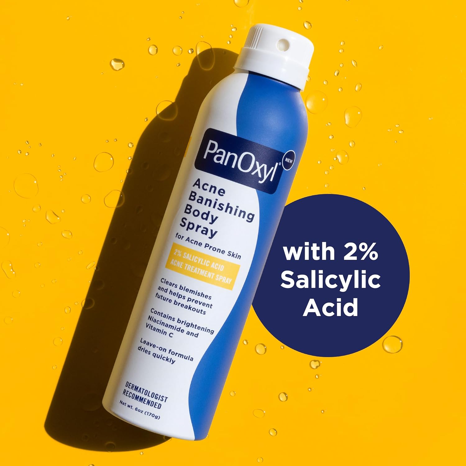 PanOxyl Acne Banishing Body Spray with 2% Salicylic Acid, Pimple Treatment Spray to Clear Stubborn Breakouts, 360-Degree Spray Nozzle, Skin-Brightening Niacinamide, Vitamin C, Witch Hazel, Aloe, 6 Oz-3