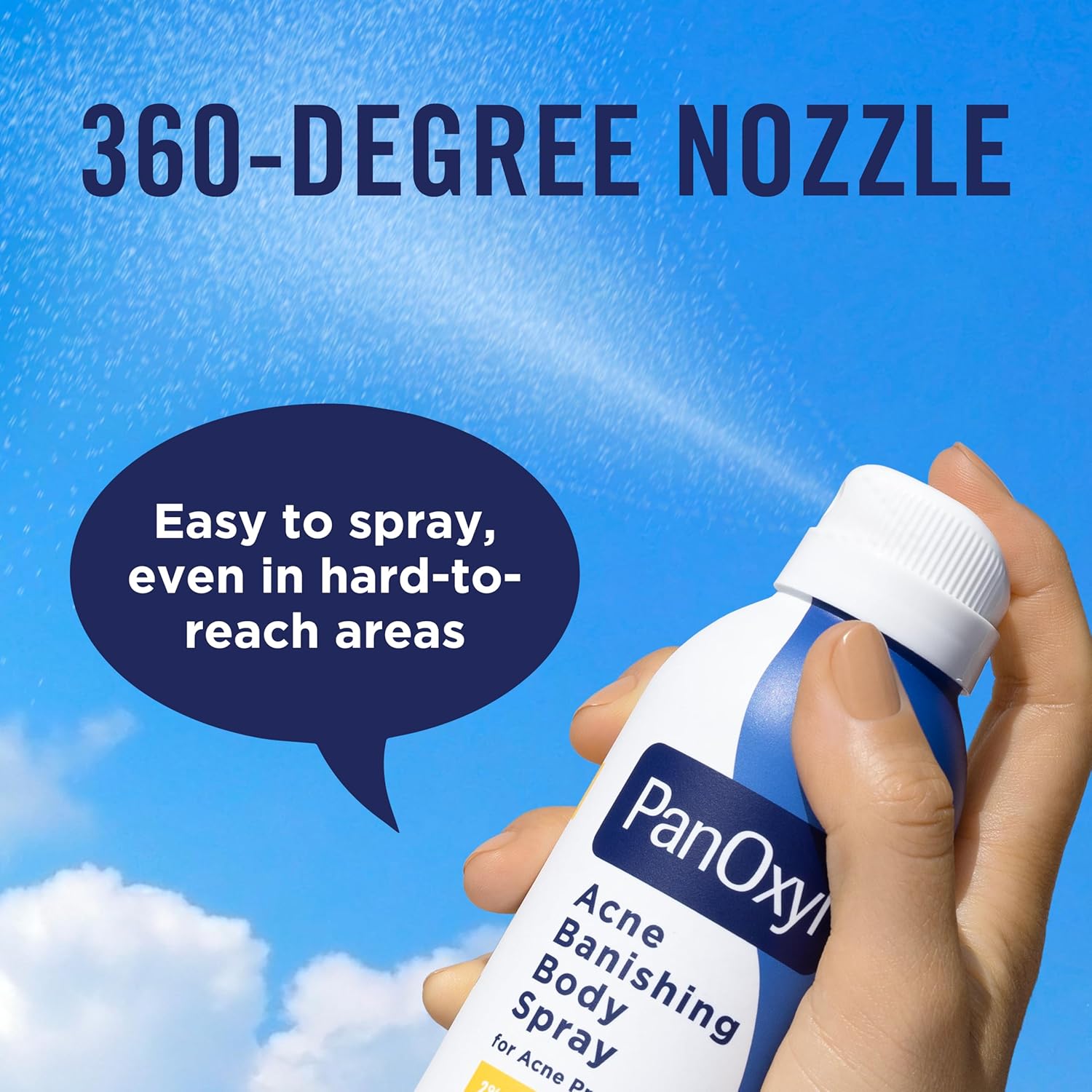 PanOxyl Acne Banishing Body Spray with 2% Salicylic Acid, Pimple Treatment Spray to Clear Stubborn Breakouts, 360-Degree Spray Nozzle, Skin-Brightening Niacinamide, Vitamin C, Witch Hazel, Aloe, 6 Oz-5