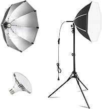 Softbox Photography Lighting Kit, NiceVeedi 20" Softbox Lighting Kit with 5400K 650W Equivalen LED Bulbs & 63" Tripod Stand, Studio Light Kit for Photography Portraits Advertise Shooting, Video Record