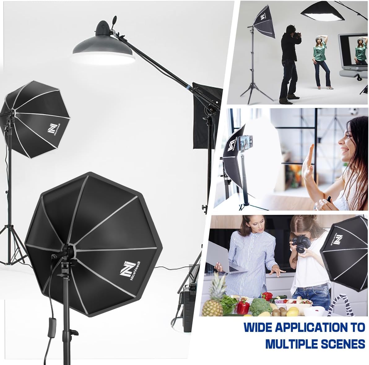 Softbox Photography Lighting Kit, NiceVeedi 20" Softbox Lighting Kit with 5400K 650W Equivalen LED Bulbs & 63" Tripod Stand, Studio Light Kit for Photography Portraits Advertise Shooting, Video Record-7