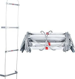 ybaymy Fire Escape Ladder，Emergency Fire Escape Ladder 2 Story 16.4FT with 2 Hooks Homes Reusable Compact & Portable External Ladder for Windows and Balcony（Aluminum Alloy）