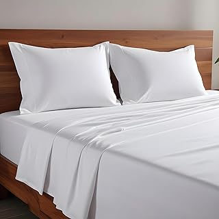 Simple Deluxe Queen Size 4 Piece Sheet Set, Lightweight Super Soft Easy Care Microfiber - Comfy Breathable, Cooling Bedding Sheets with Deep Pocket, Shrinkage and Fade Resistant, Hotel Luxury, White