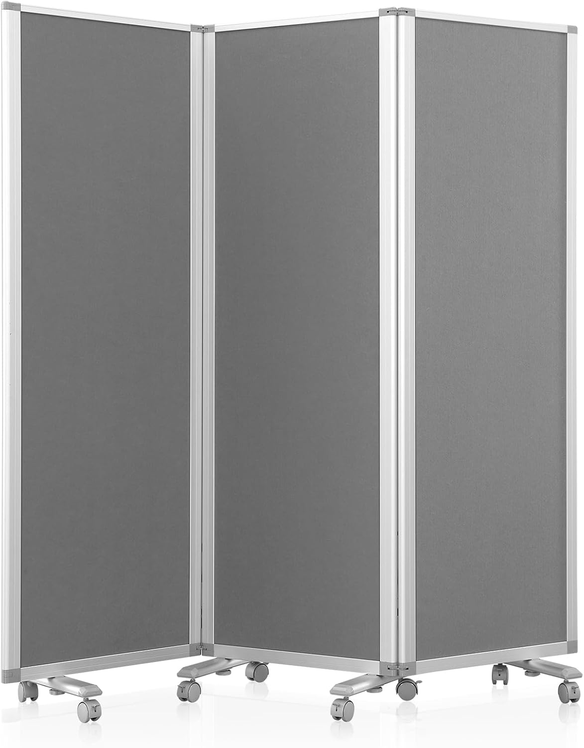 Flodable Wall Partition Sliding Office Dividers Workstation Privacy Panels Freestanding Rolling Screen,Grey Fabric,71" H x 24" W,Locking Wheel-0