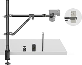 SMALLRIG Triangle Camera Desk Mount, Max. Load 3kg/ 6.6lbs, Overhead Camera Mount with Auxiliary Support Rod, with Phone Holder and Small Ball Head for Camera/Phone/Light/WebCam - 4304