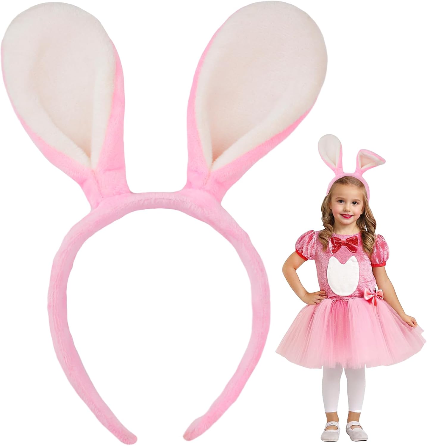 Bunny Ears Headband, Easter Headband, Soft-Touch Rabbit Ear Hairband Bunny Costume Party Accessory-0