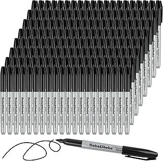 Dabo&Shobo Permanent Markers, 160 Pack Black Permanent Markers Bulk, Fine Tip, Quick Drying, Waterproof Markers, Work On Wood, Metal, Plastic, Stone, Glass For Office School Home