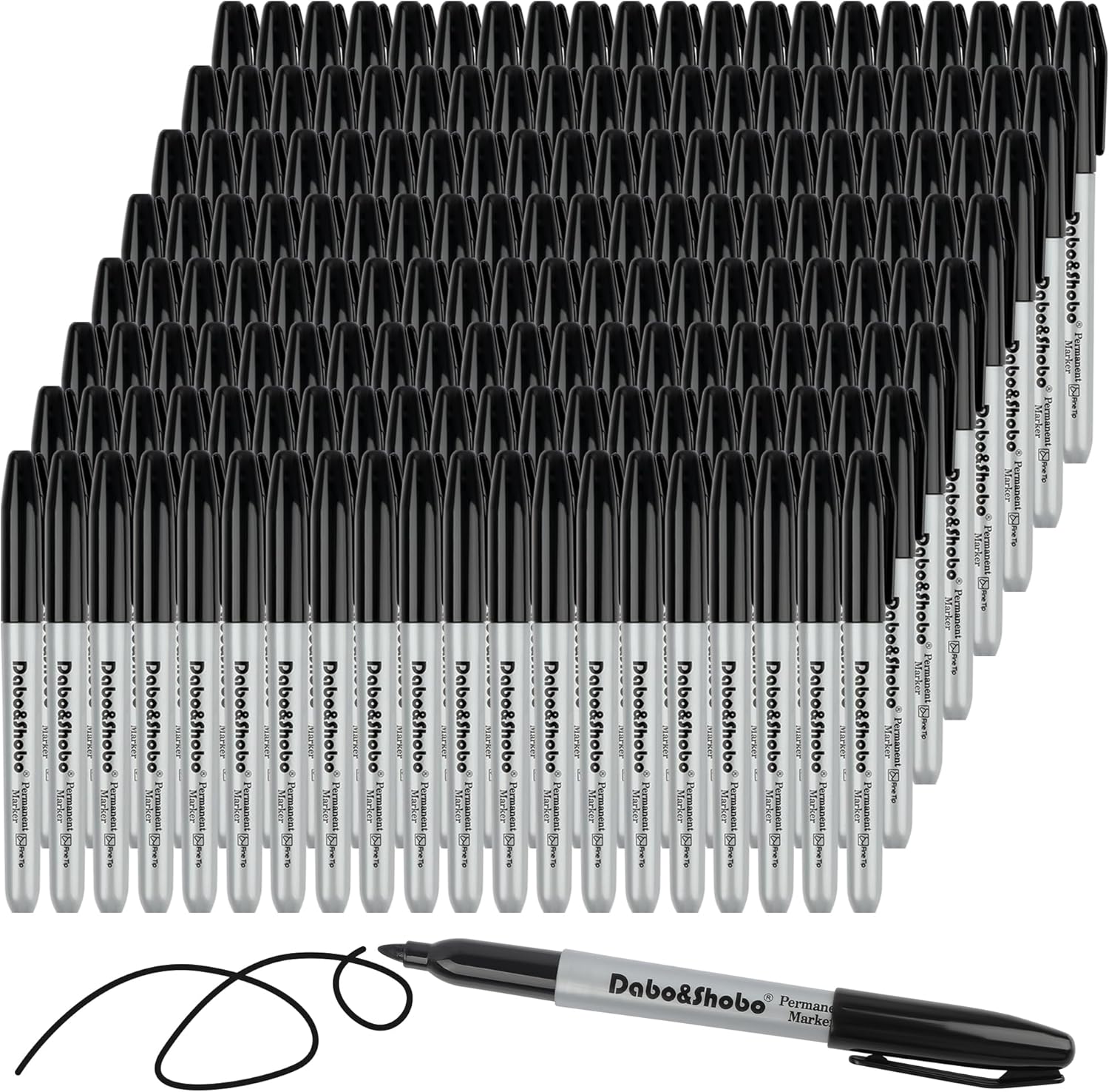 Dabo&Shobo Permanent Markers, 160 Pack Black Permanent Markers Bulk, Fine Tip, Quick Drying, Waterproof Markers, Work On Wood, Metal, Plastic, Stone, Glass For Office School Home-0