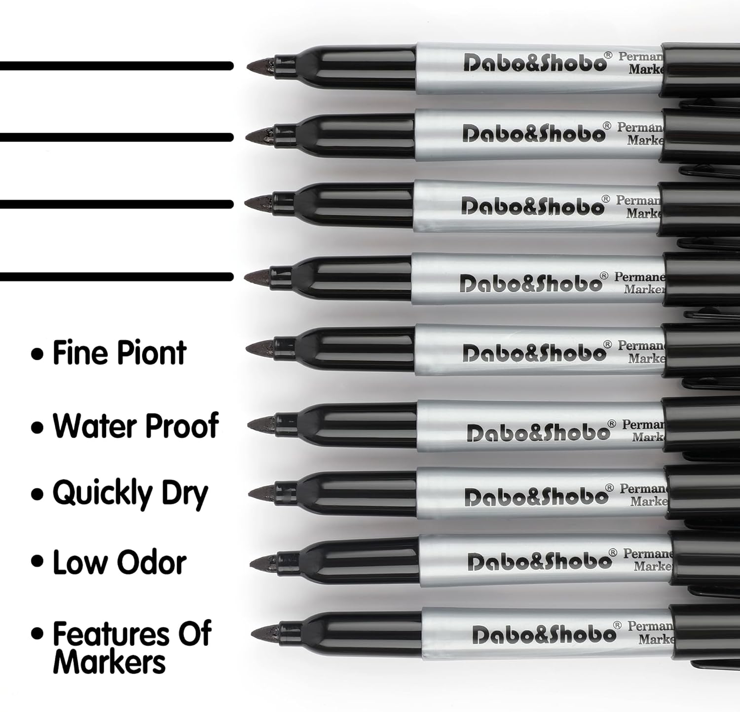 Dabo&Shobo Permanent Markers, 160 Pack Black Permanent Markers Bulk, Fine Tip, Quick Drying, Waterproof Markers, Work On Wood, Metal, Plastic, Stone, Glass For Office School Home-2