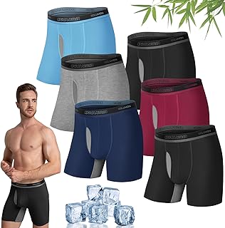 IGOLUMON Mens Underwear Boxers 6 Pack Bamboo Rayon Breathable Soft Boxer Briefs for Men with Fly Underwear Trunks