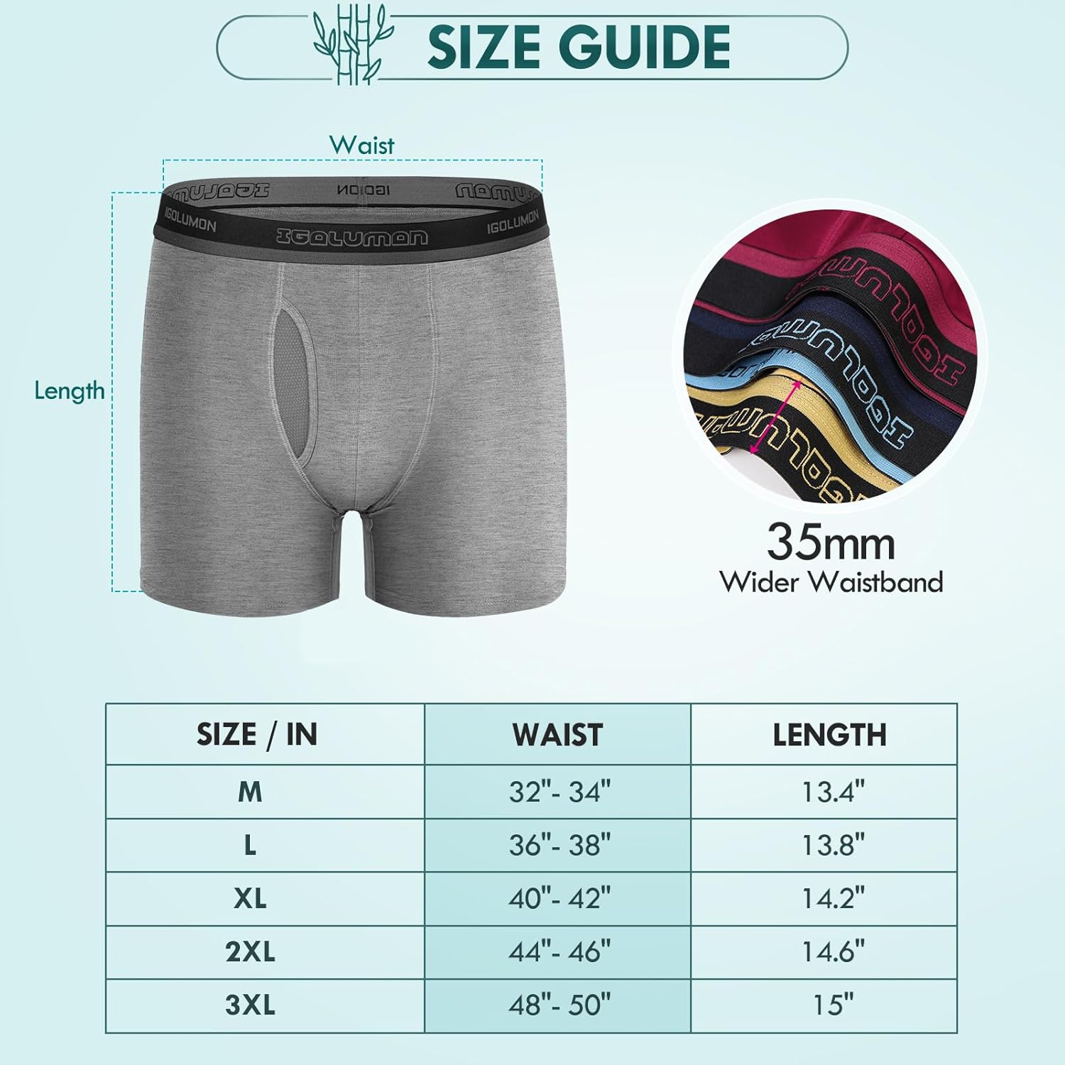 IGOLUMON Mens Underwear Boxers 6 Pack Bamboo Rayon Breathable Soft Boxer Briefs for Men with Fly Underwear Trunks-4