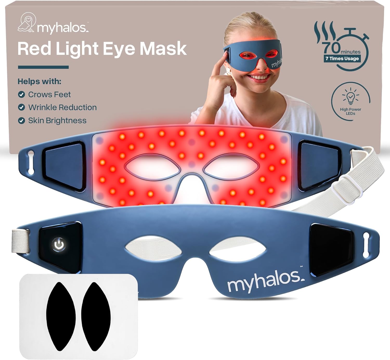 MyHalos Under Eye Red Light Therapy Mask -Advanced Red Light Mask & LED Eye Mask for Wrinkles, Dark Circles & Crows Feet - Red Light Therapy for Eyes, Anti-Aging Red Light Eye Therapy Led Face Mask-0